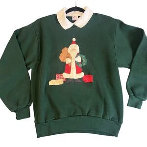 Vintage Buttermom Santa Claus Sweatshirt Collar Christmas Small Grannycore